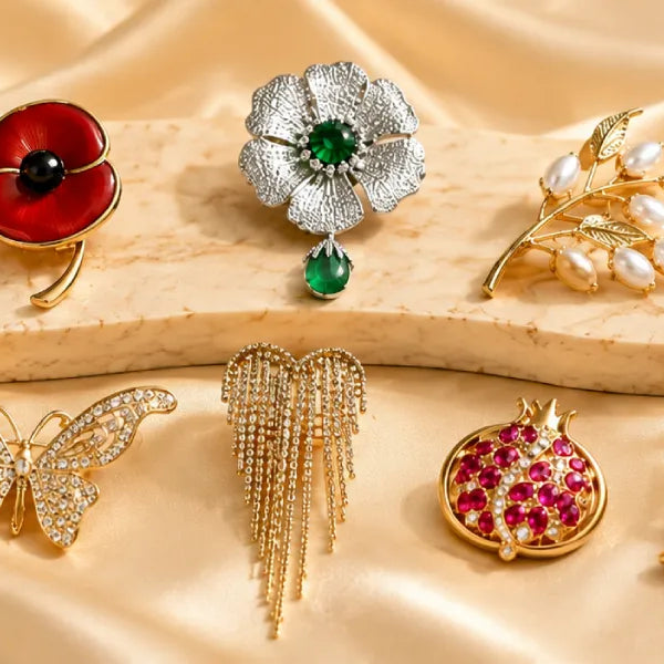 Pin Brooch with CZ Accent