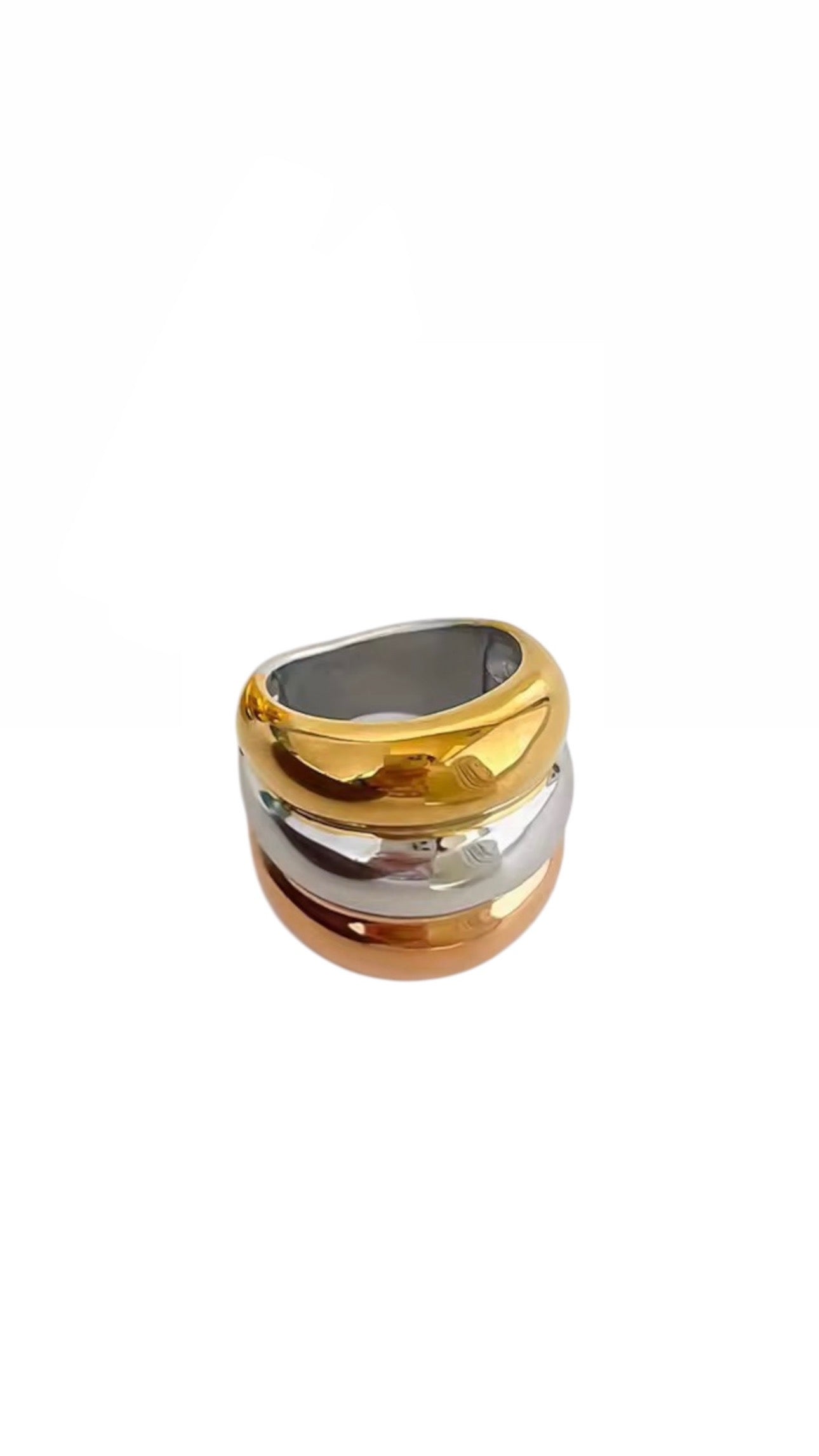 Chunky Triple Band Ring in Mixed Metals