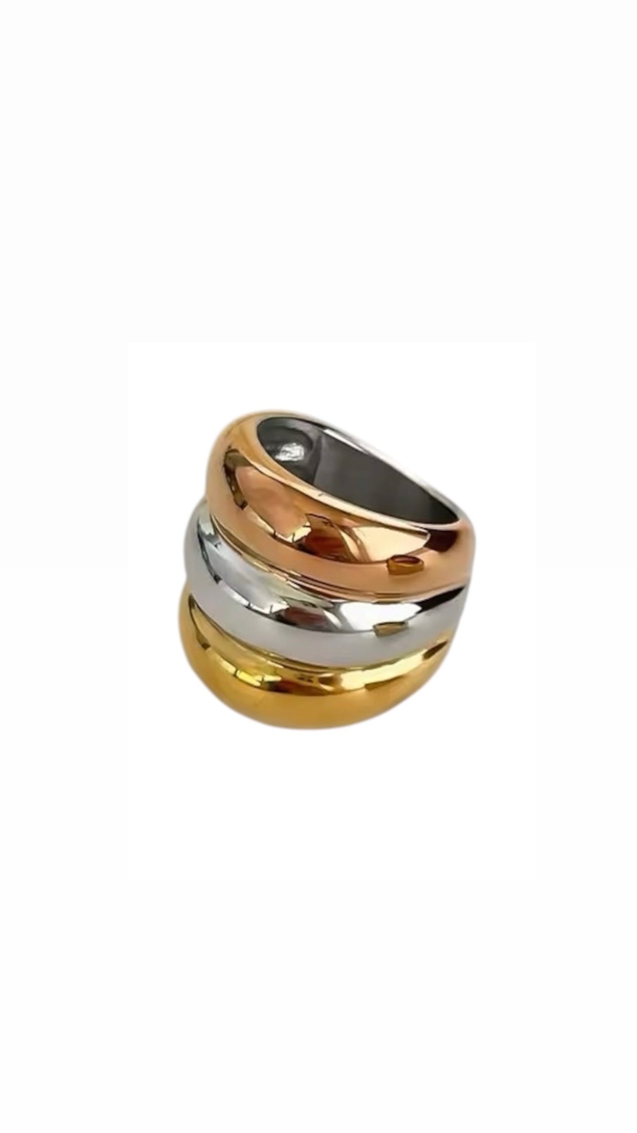 Chunky Triple Band Ring in Mixed Metals