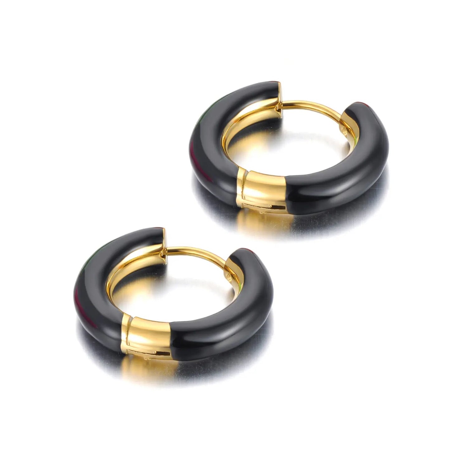 Enamel Huggie Hoop Earrings