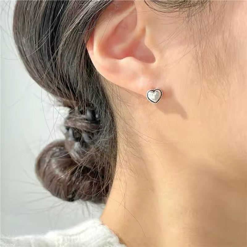 Puffed Heart Stud Earrings