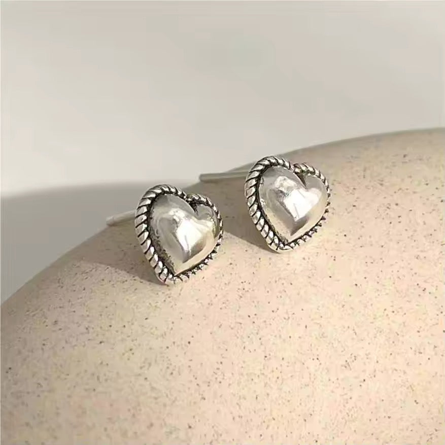 Puffed Heart Stud Earrings