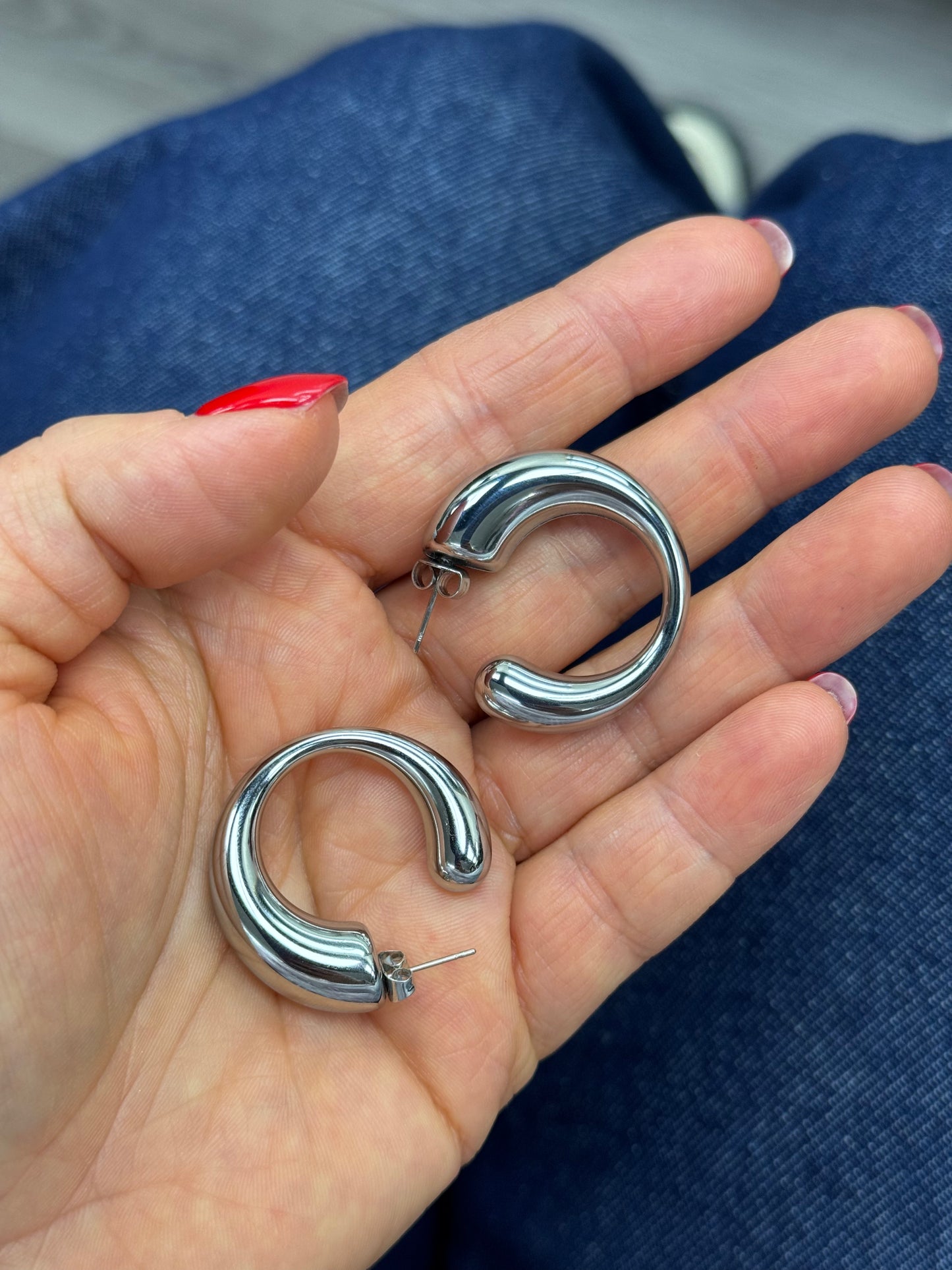 Chunky Irregular Tube Hoop Earrings