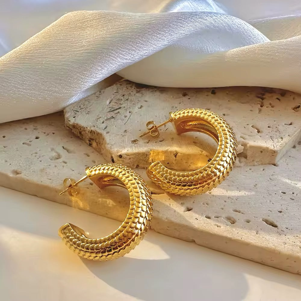 Textured Bold Hoop Earrings