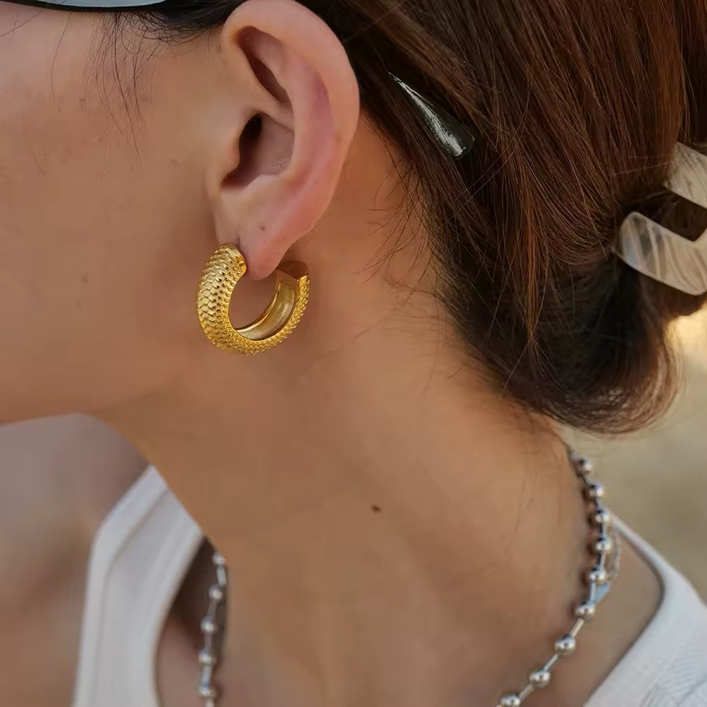 Textured Bold Hoop Earrings