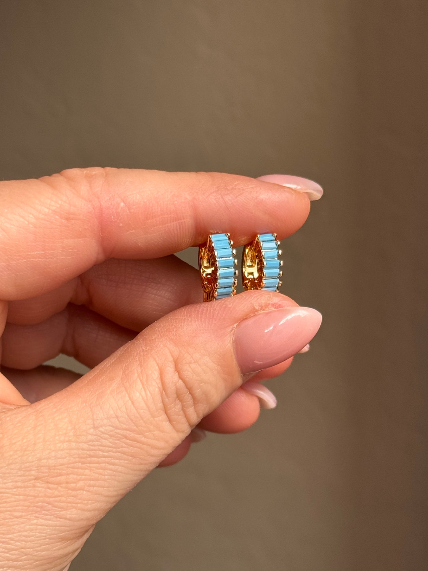 Turquoise Huggie Hoop Earrings