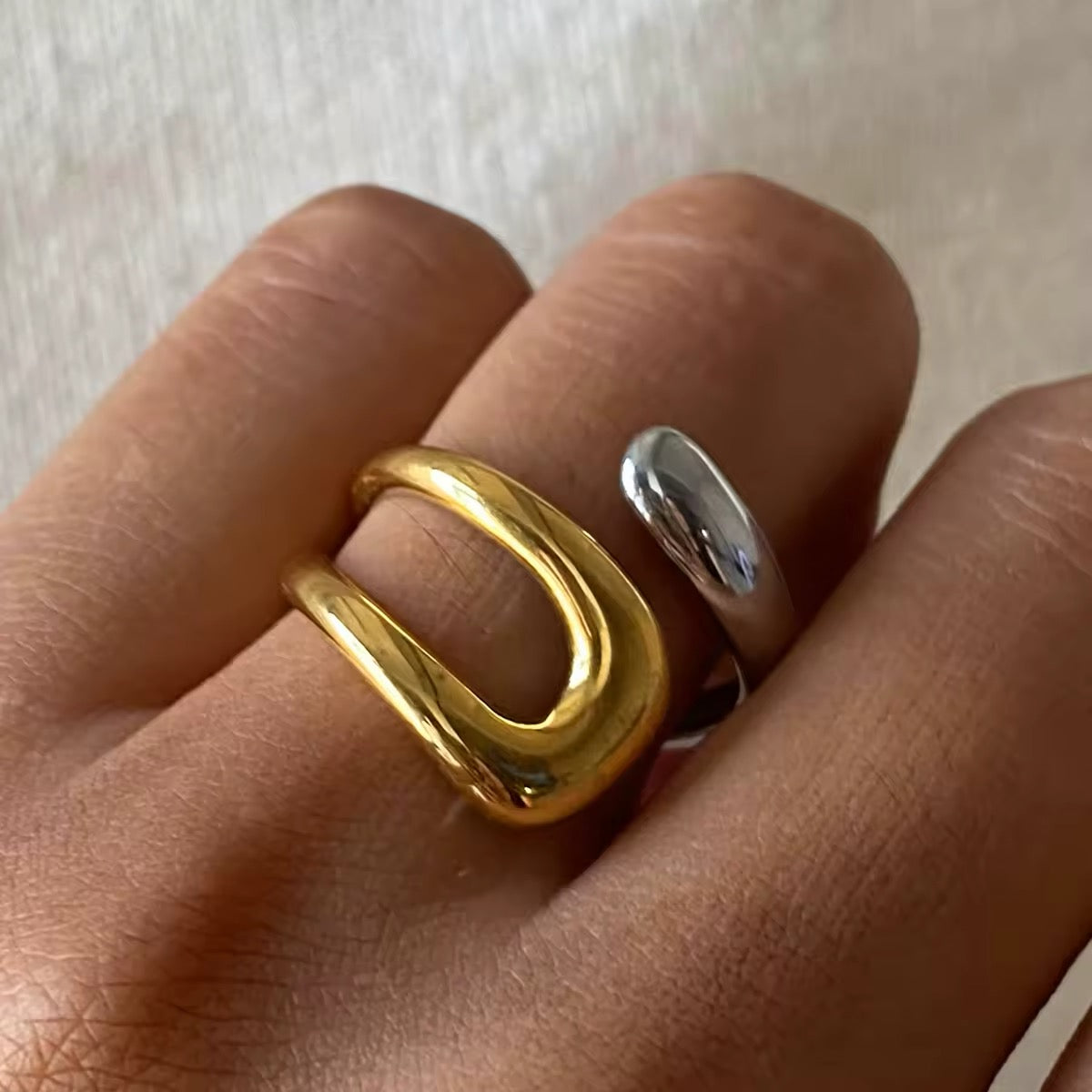 Two-Tone Sculptured Open Ring