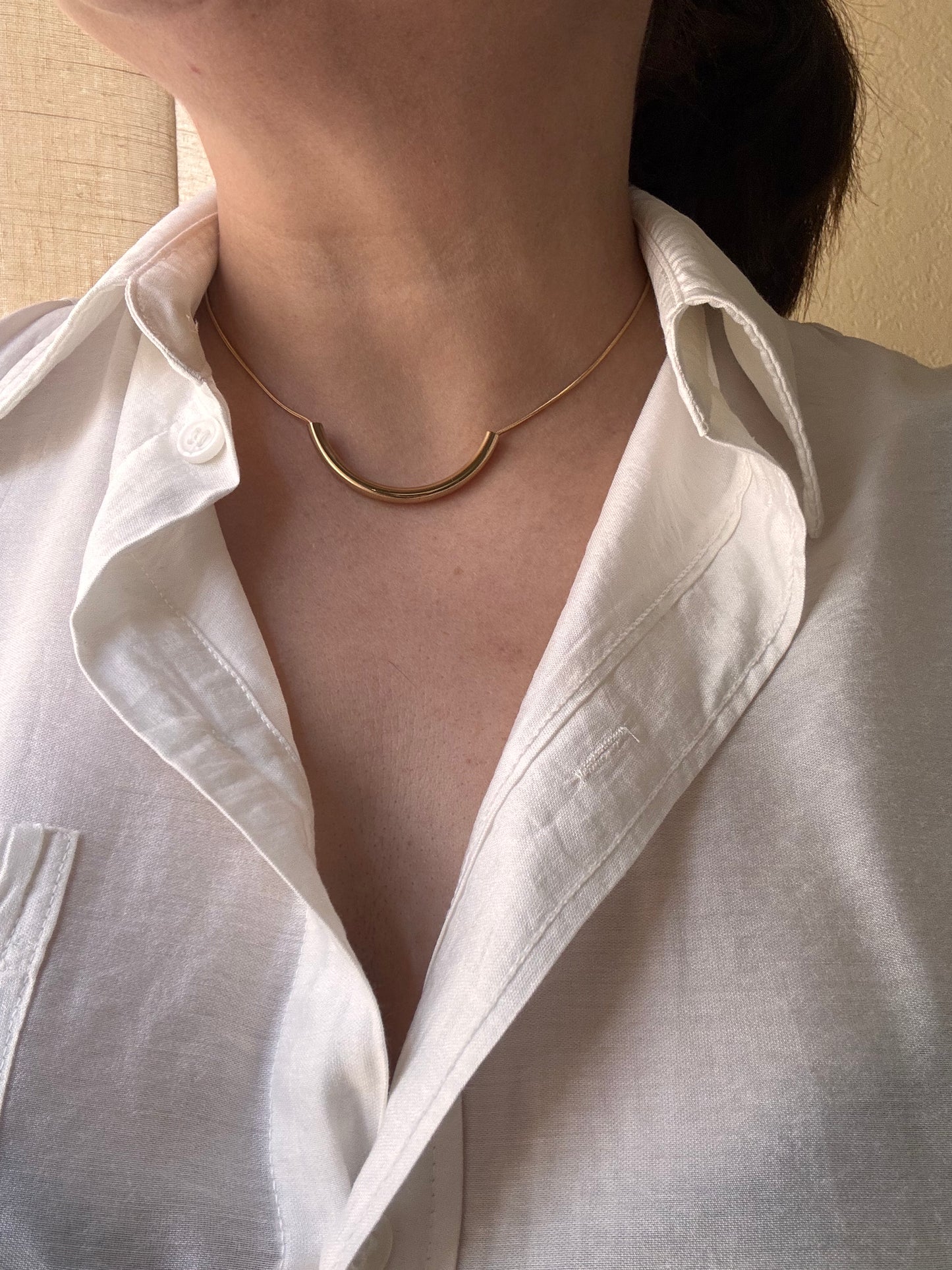Curved Tube Charm Snake Chain Necklace
