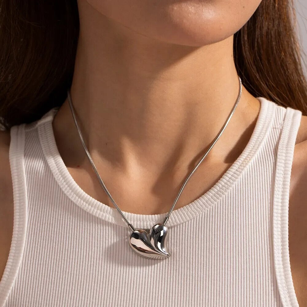 Chunky Puffed Heart Necklace