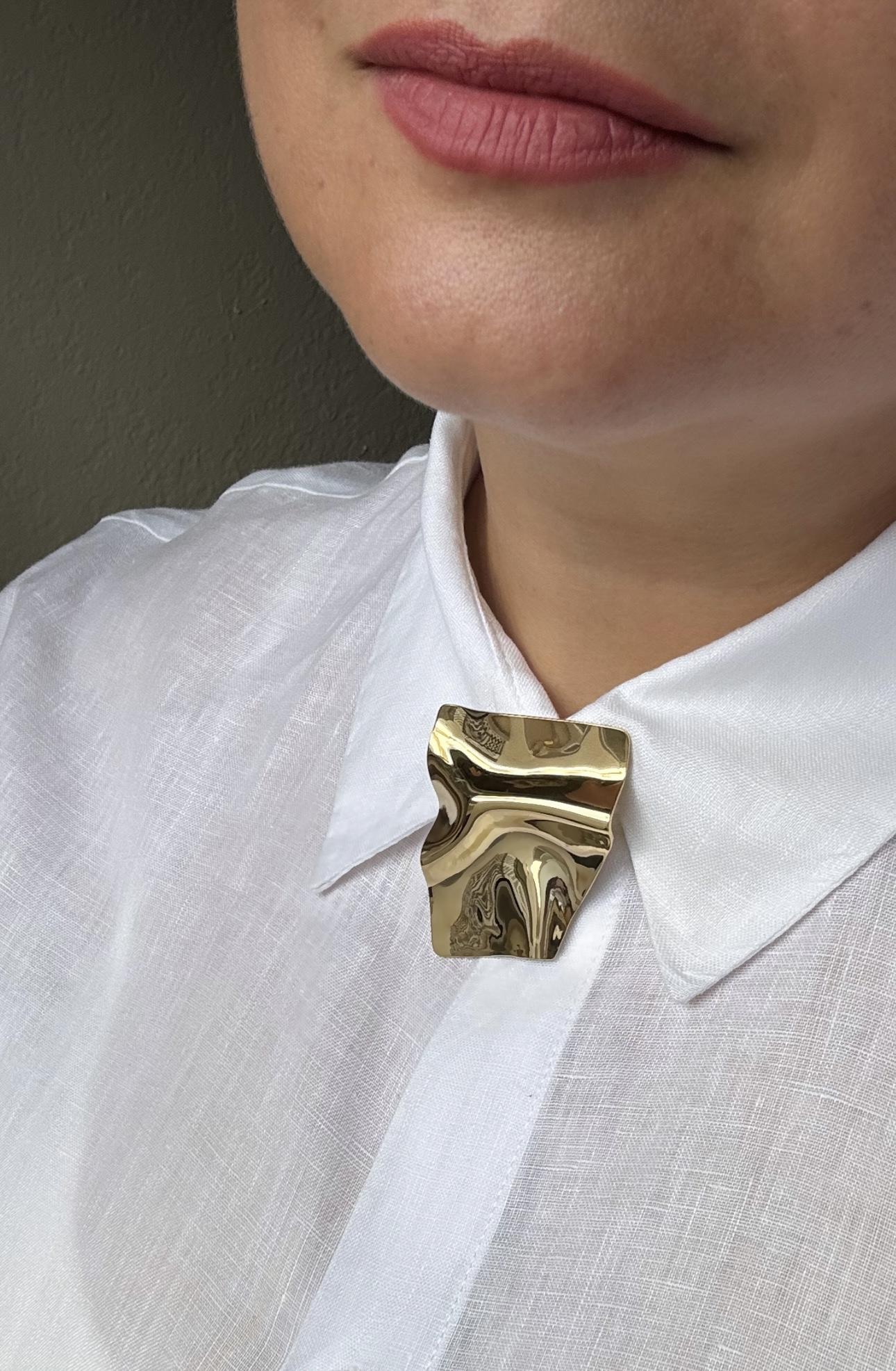 Sculptural Abstract Metal Brooch