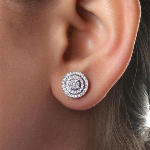Double Halo Cubic Zirconia Stud Earrings