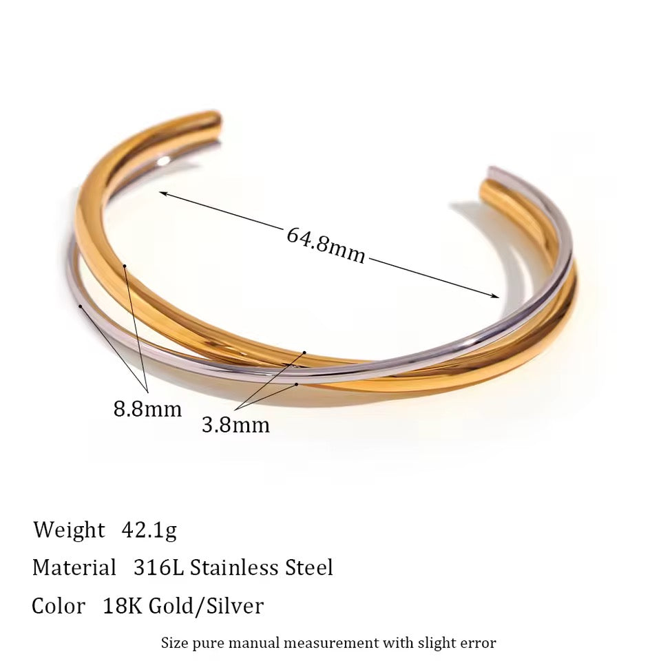 Intertwined Mixed Metals Cuff Bracelet
