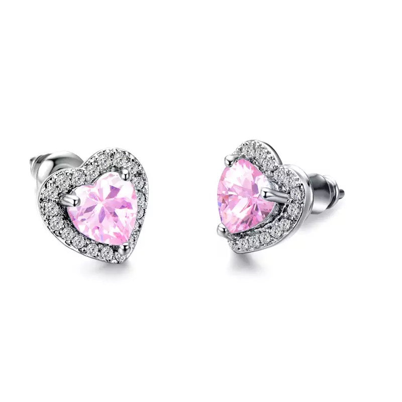 Pink Heart Stud Earrings