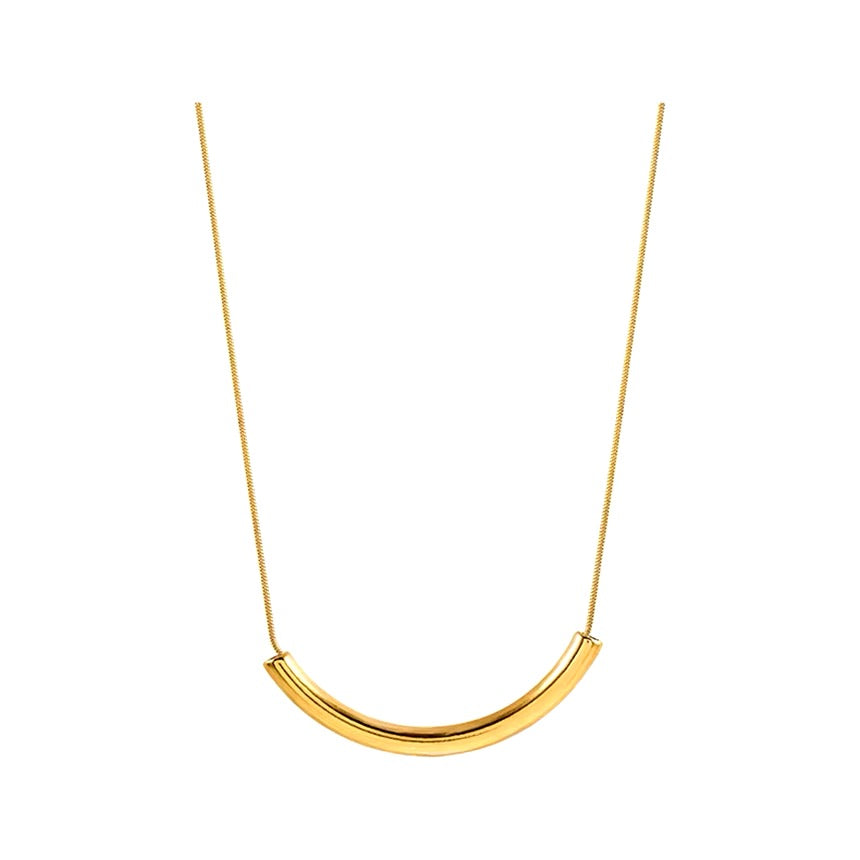 Curved Tube Charm Snake Chain Necklace