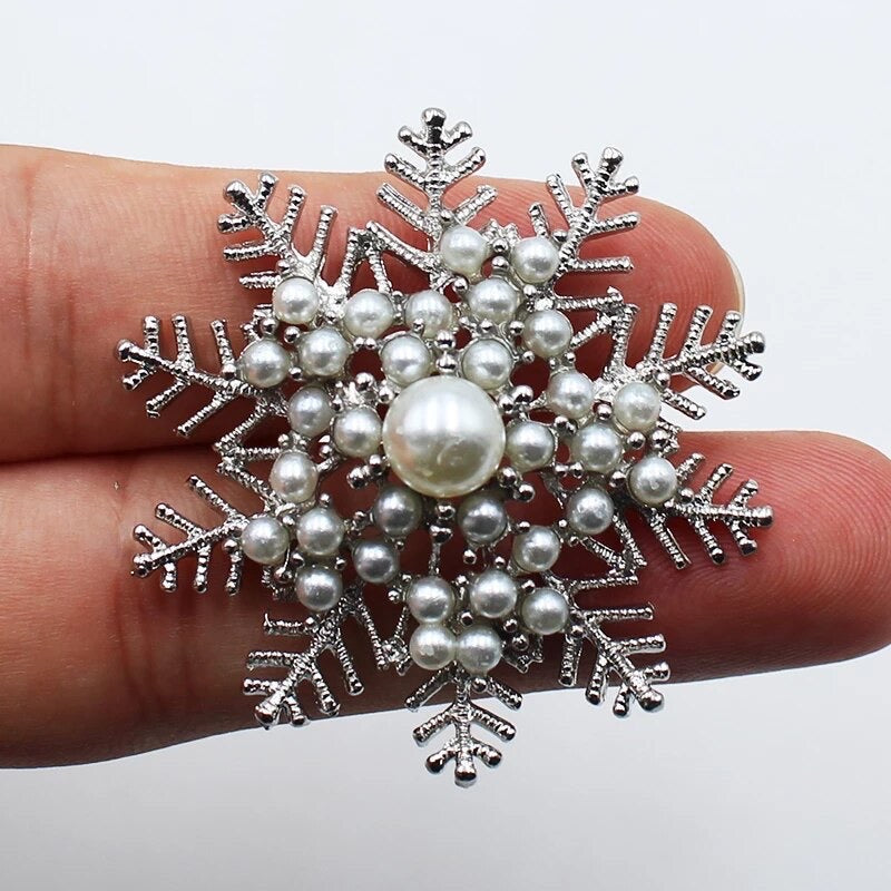 Snowflake Pearl Accent Brooch