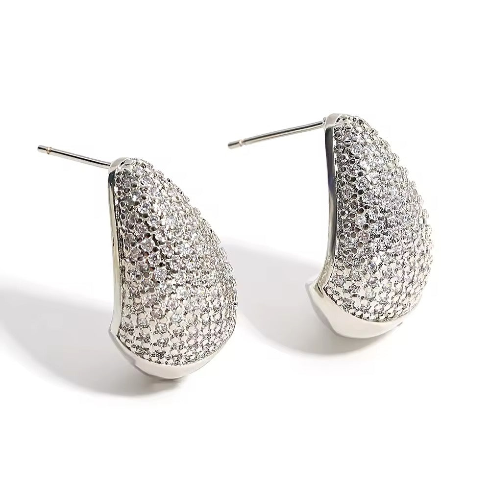 Teardrop Earrings in Cubic Zirconia Pave Accent