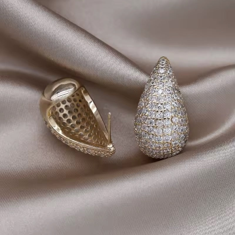 Teardrop Earrings in Cubic Zirconia Pave Accent