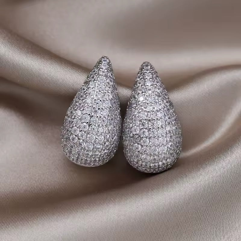 Teardrop Earrings in Cubic Zirconia Pave Accent