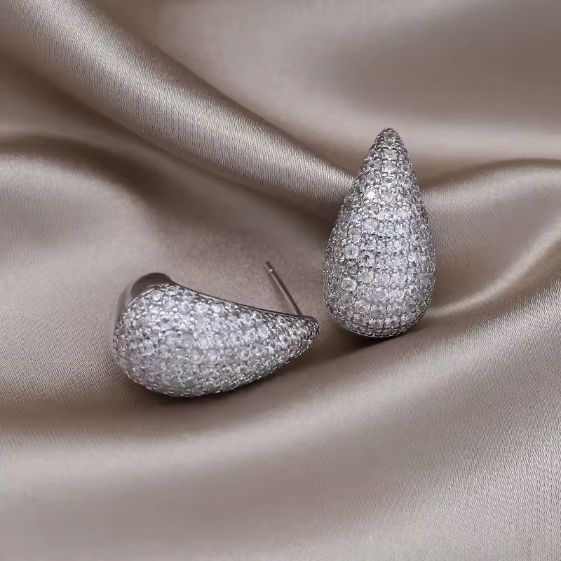 Teardrop Earrings in Cubic Zirconia Pave Accent