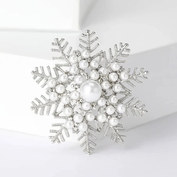 Snowflake Pearl Accent Brooch