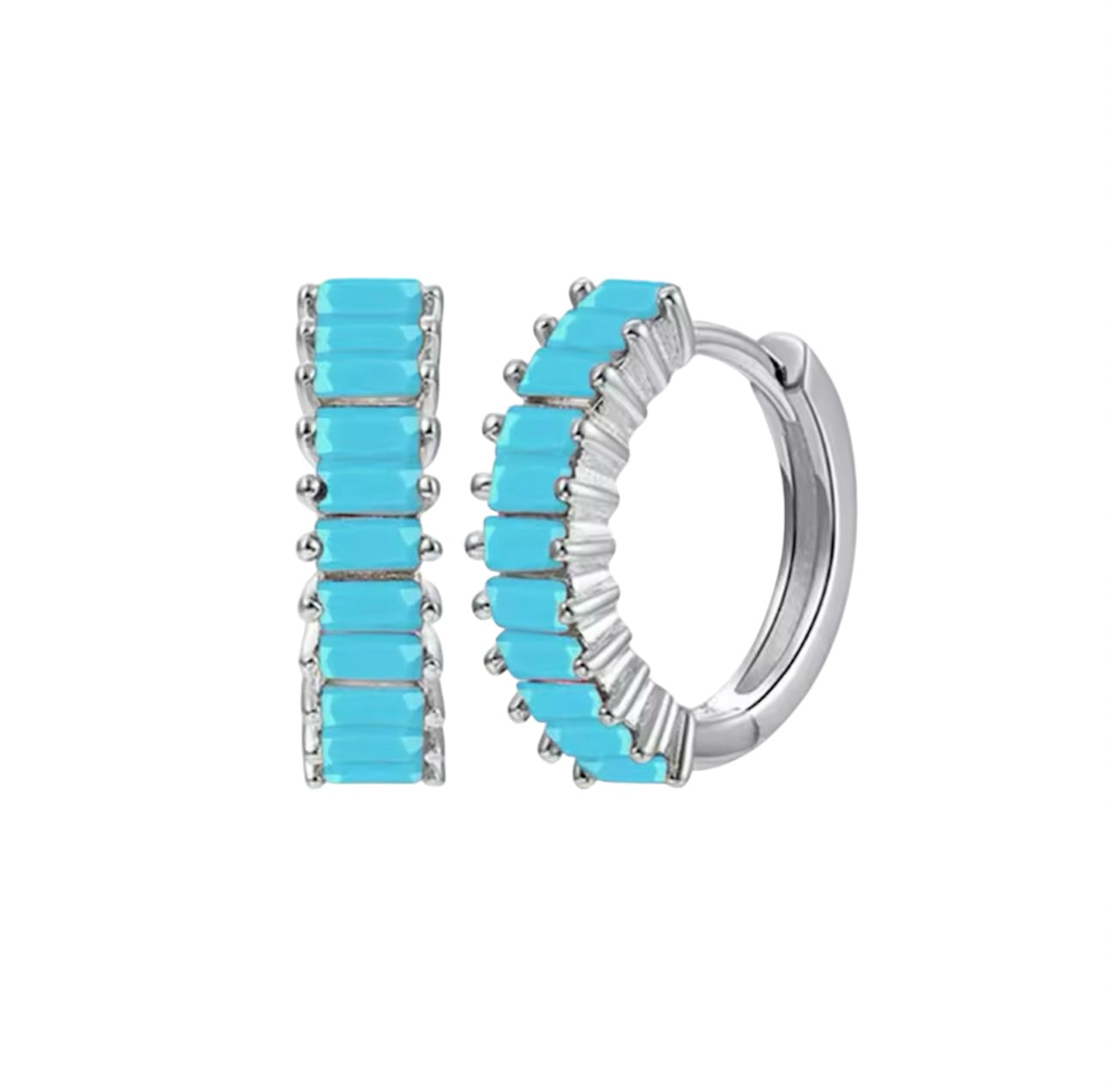 Turquoise Huggie Hoop Earrings