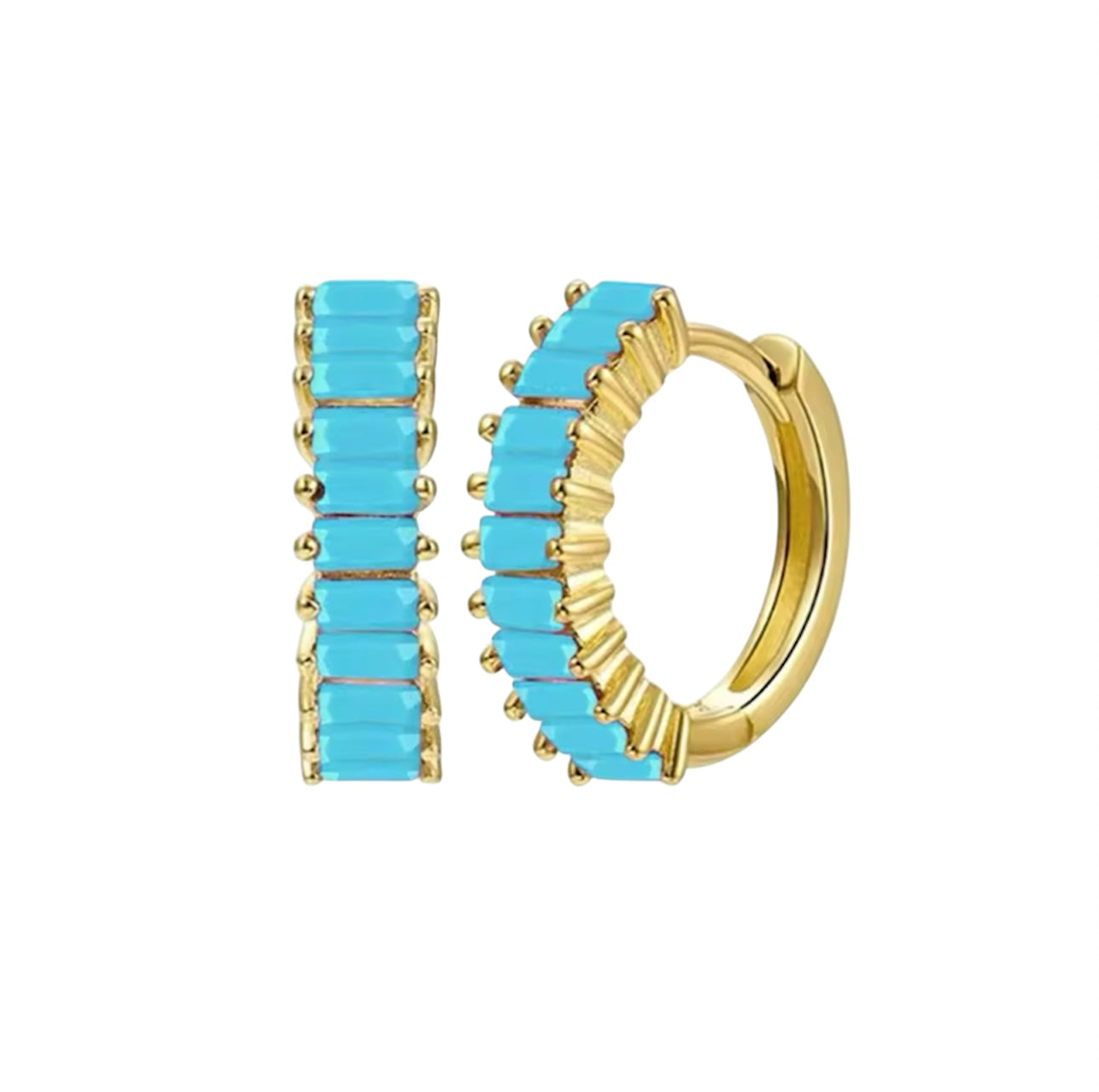 Turquoise Huggie Hoop Earrings