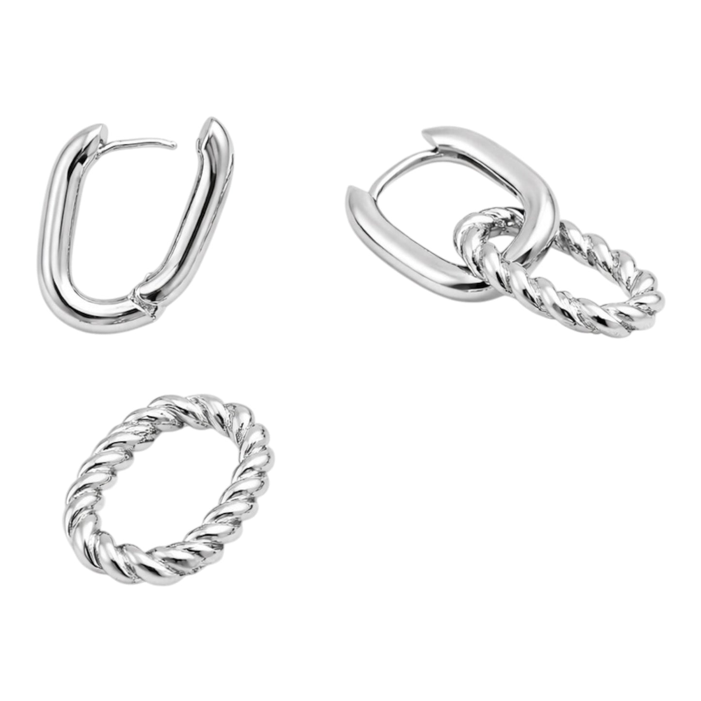 Multi-Wear Double Hoop Huggie Earrings In Sterling Silver