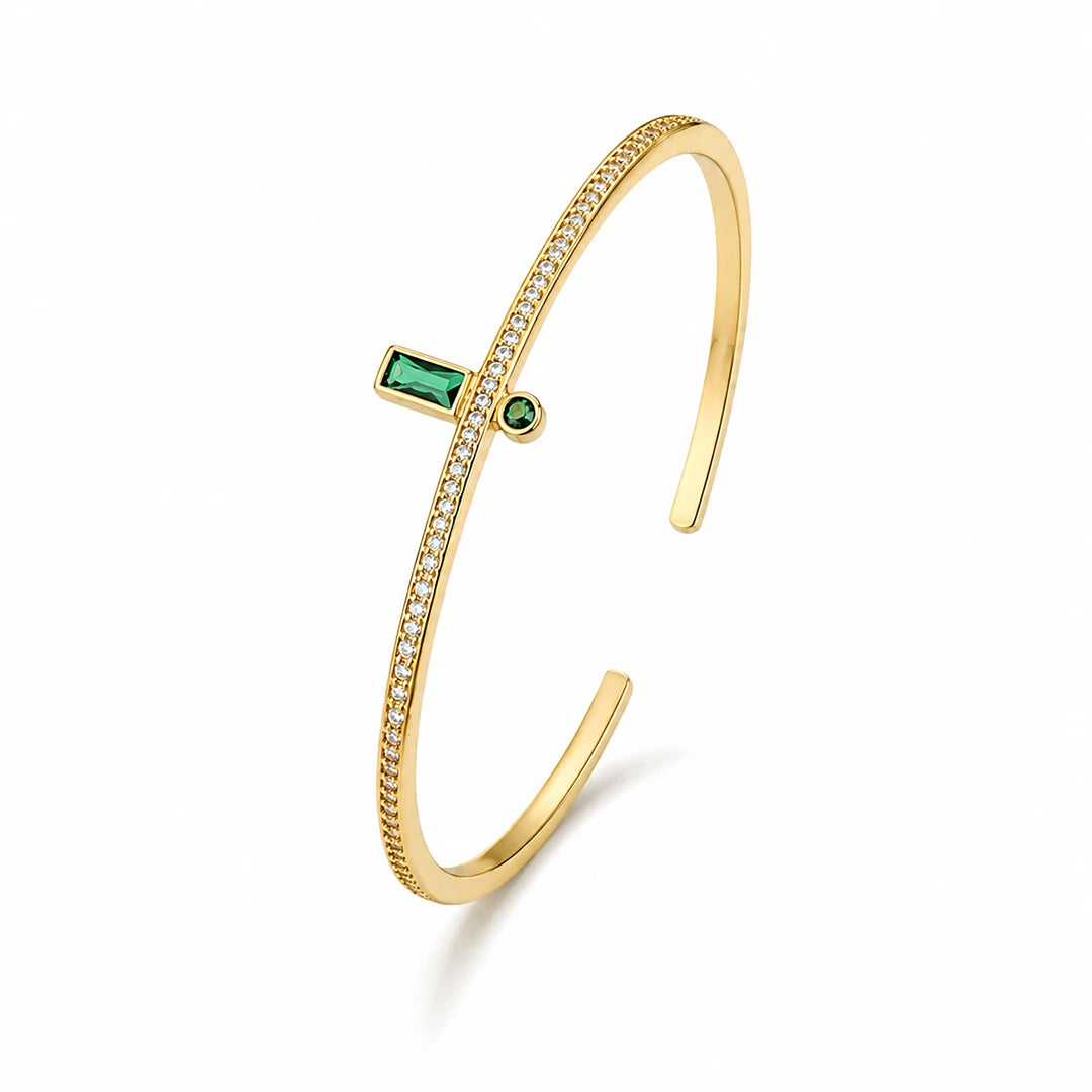 Zard Jewelry Baguette CZ Open Cuff Bracelet, gold
