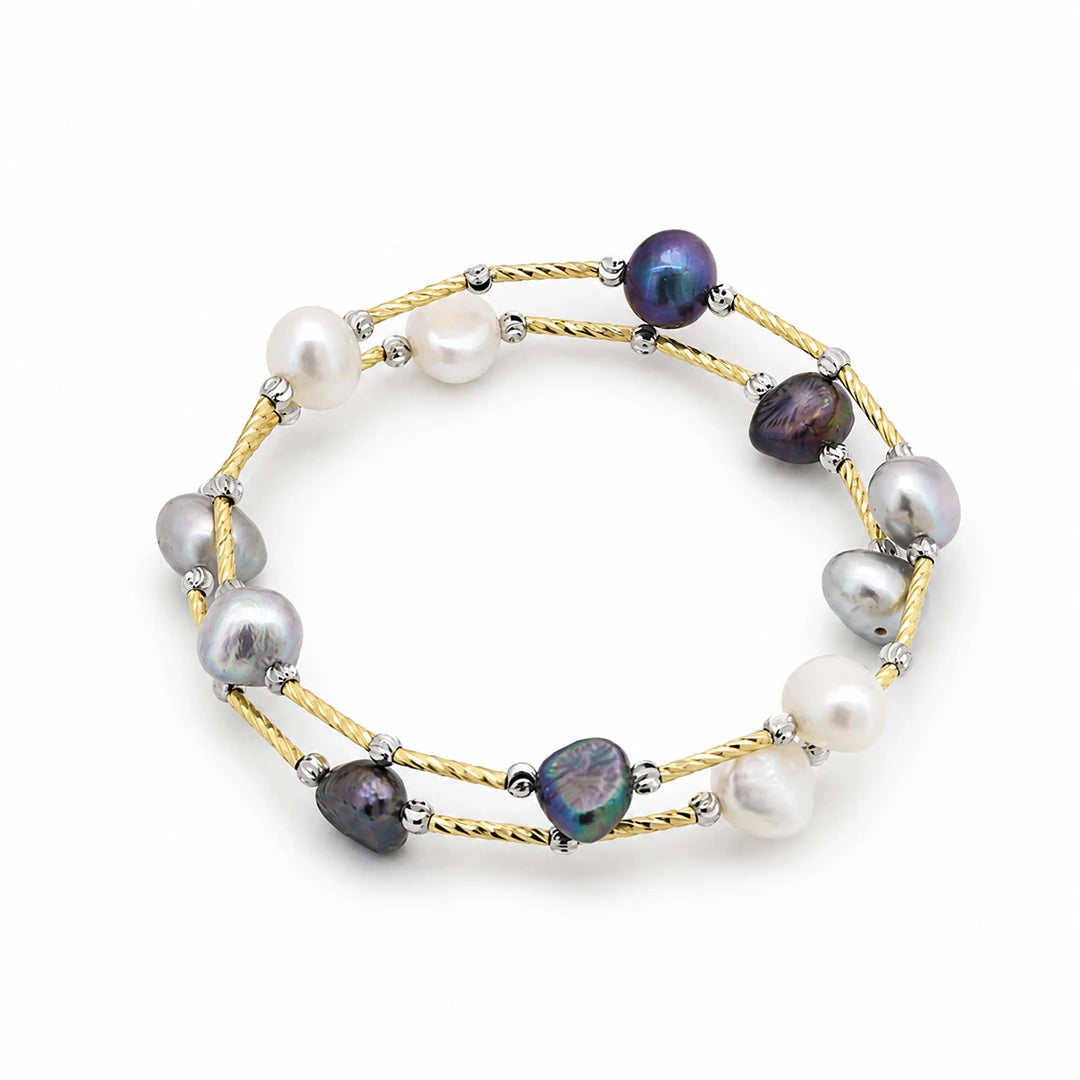 Zard Jewelry Baroque Pearl Spiral Wrap Bracelet