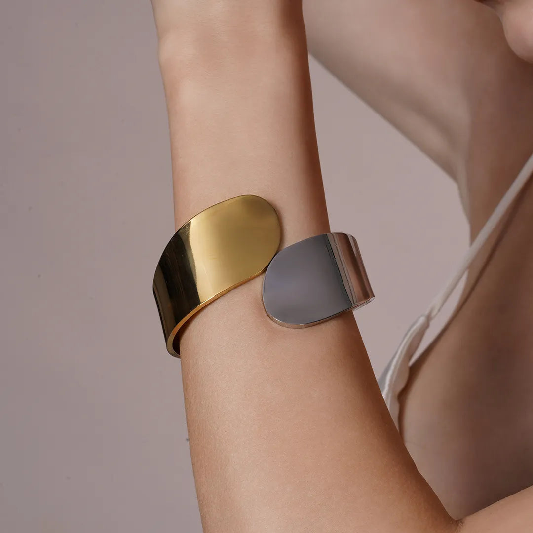 Zard Jewelry Bold Sculptural Cuff Bracelet worn on a model's wrist