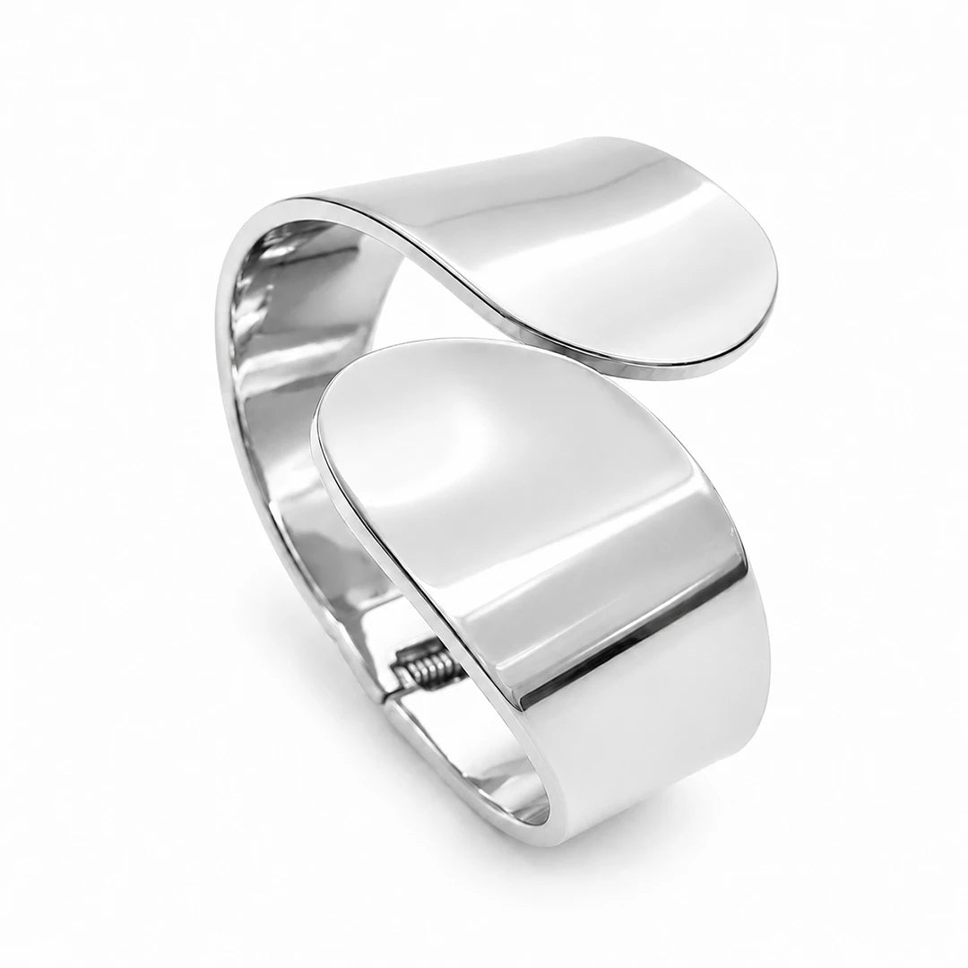 Bold Sculptural Cuff Bracelet, silver