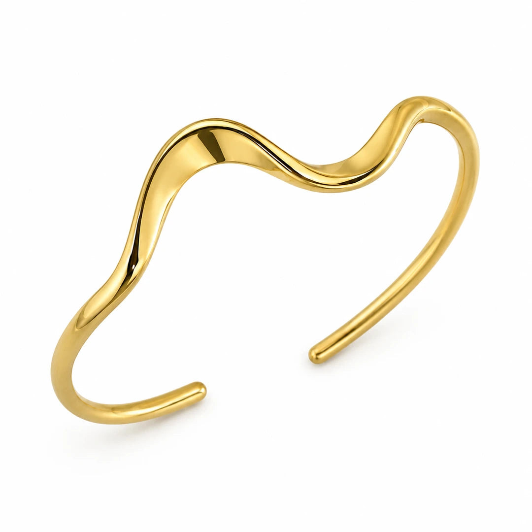 Zard Jewelry Gold Wavy Cuff Bracelet