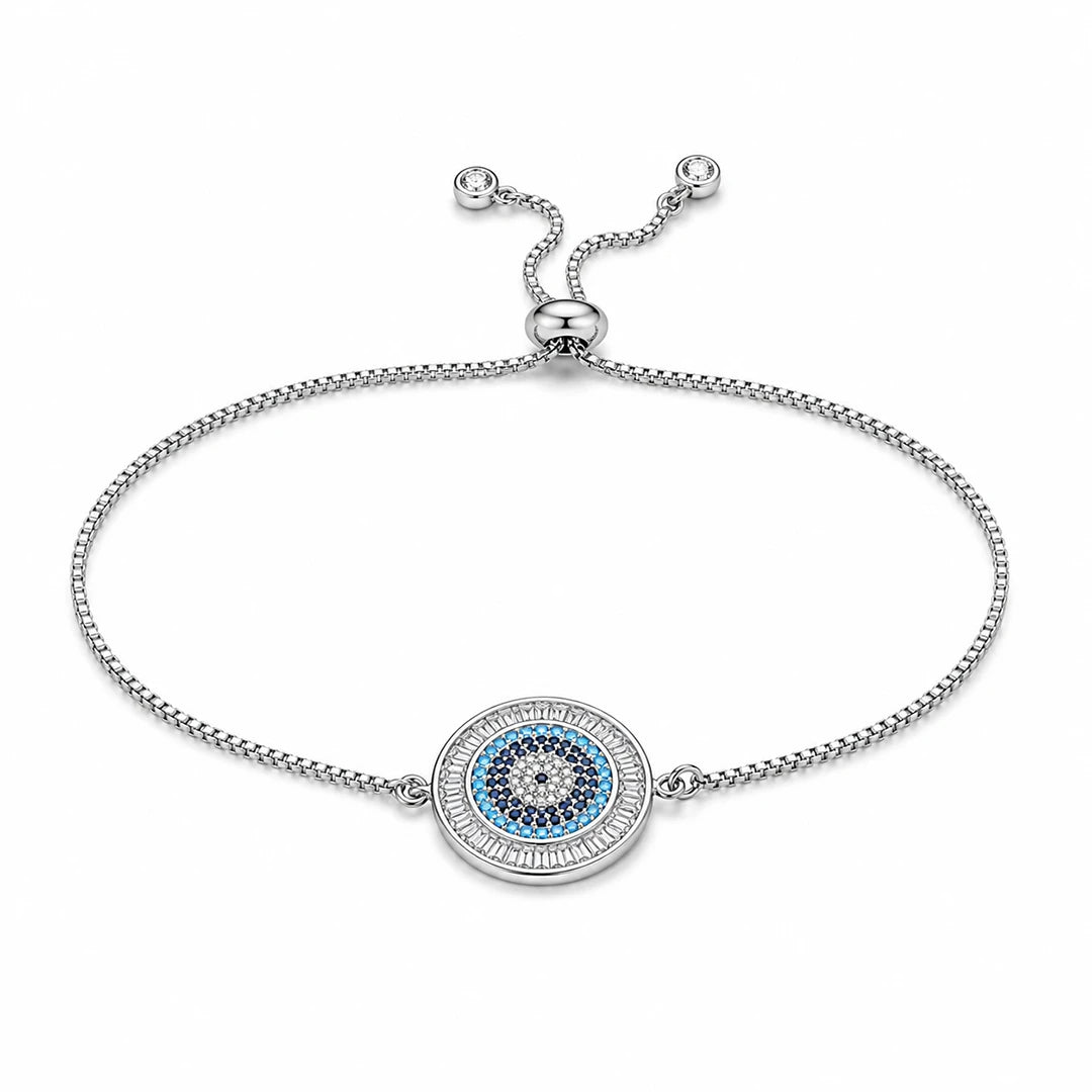 Zard Jewelry Round Evil Eye Cubic Zirconia Charm Bolo Bracelet