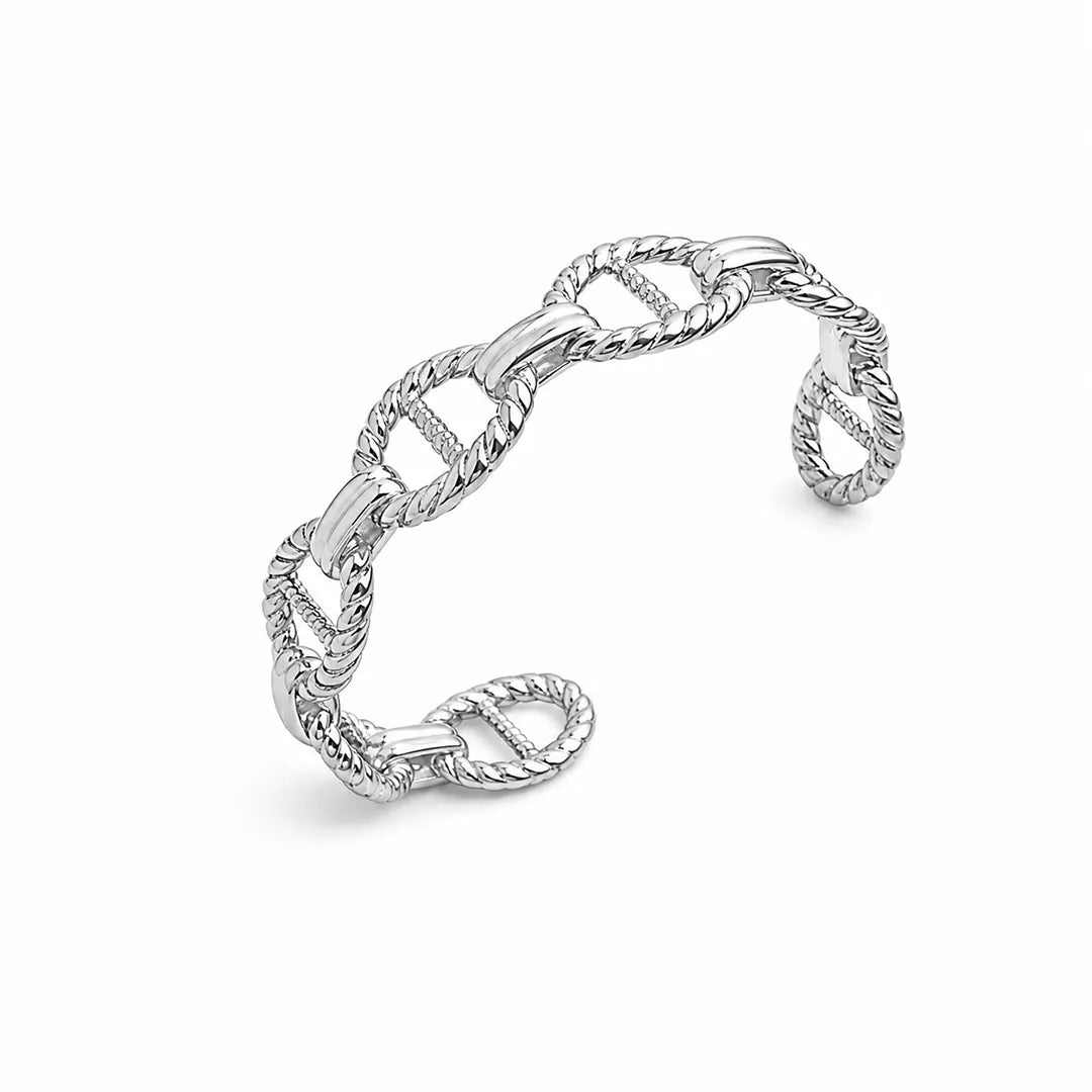 Twisted Link Bracelet Bold Rope Chain Design, silver