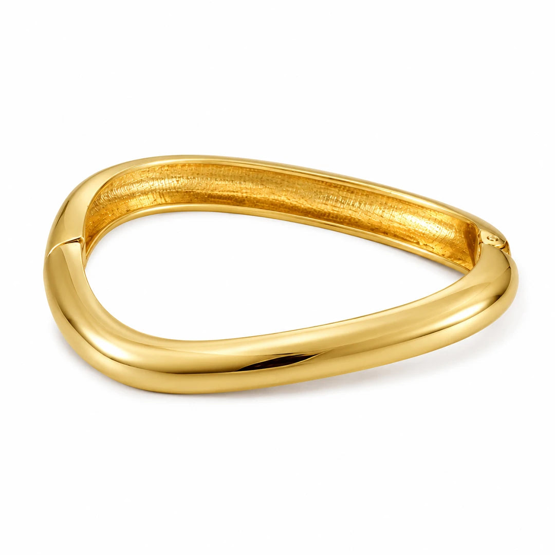 Zard Jewelry Wavy Bangle Solid Bracelet, gold