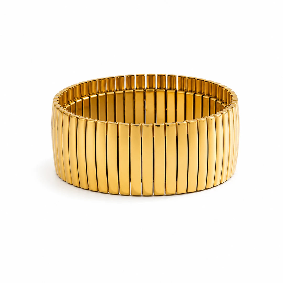 Zard Jewelry Wide Gold Stretch Bracelet