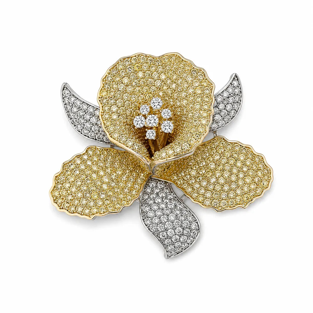 Zard Jewelry CZ Flower Brooch Pin