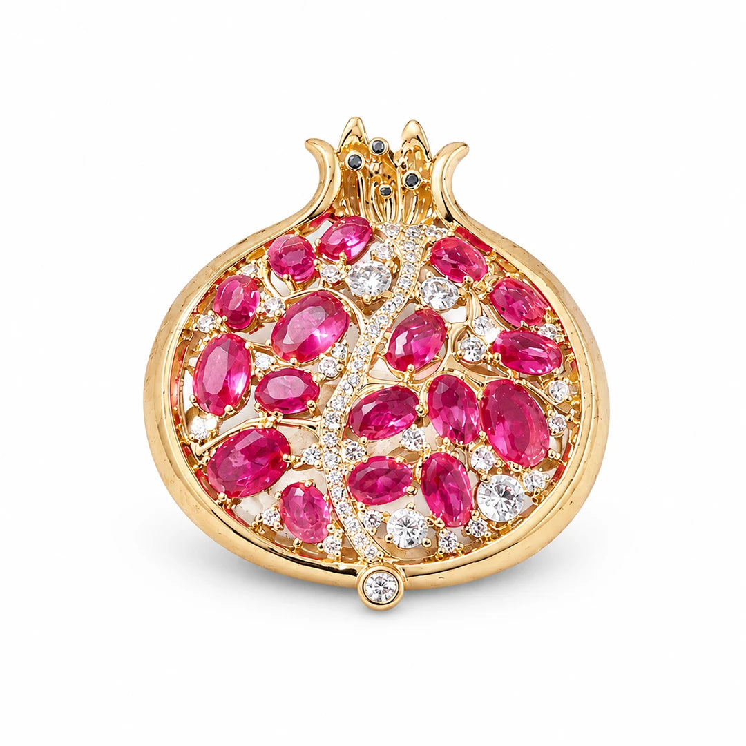 Zard Jewelry CZ Pomegranate Brooch Pin