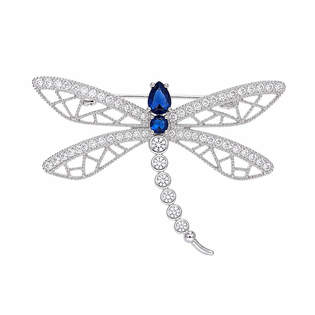Zard Jewelry Dragonfly Brooch in Cubic Zirconia Accent