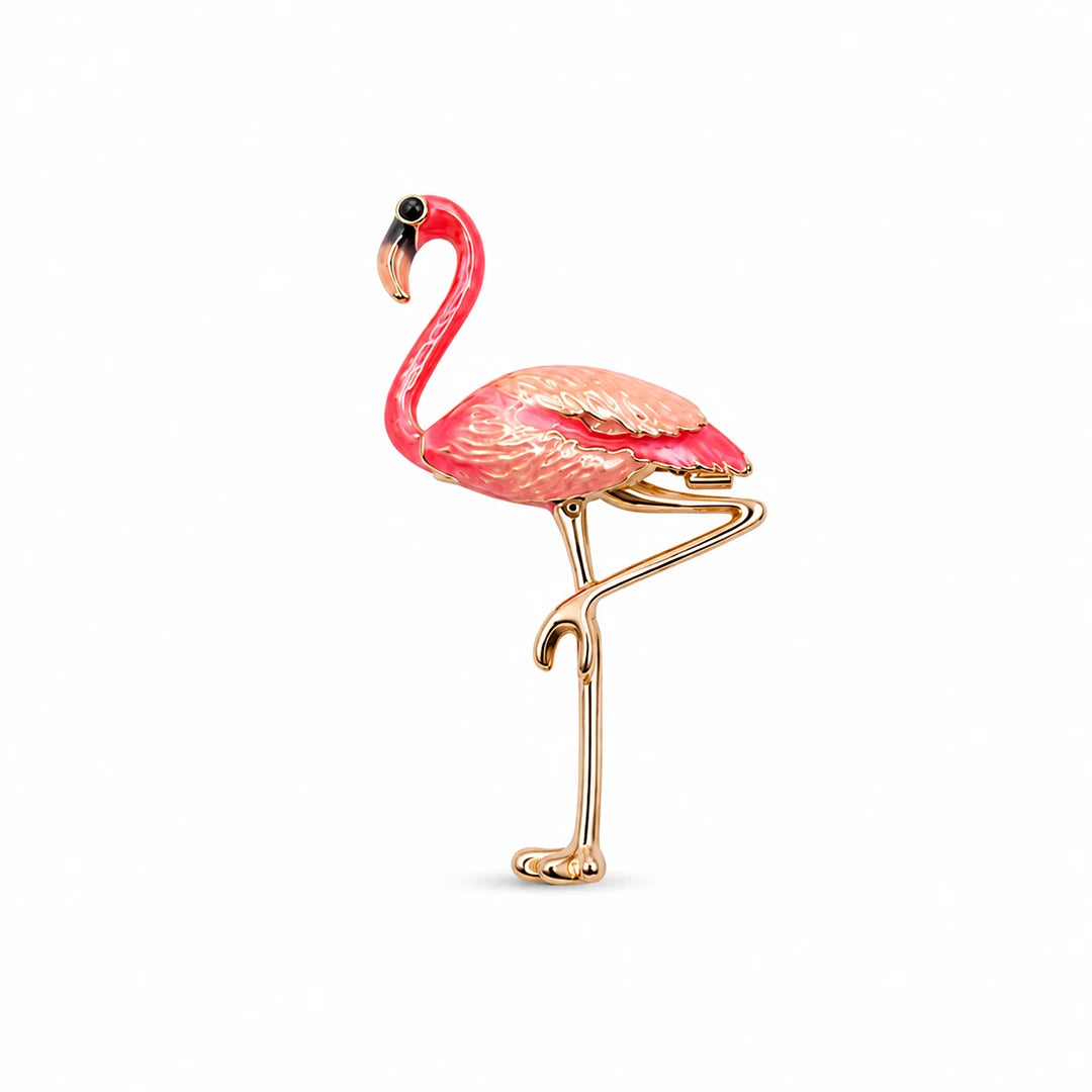 Zard Jewelry Flamingo Brooch in Pink Enamel