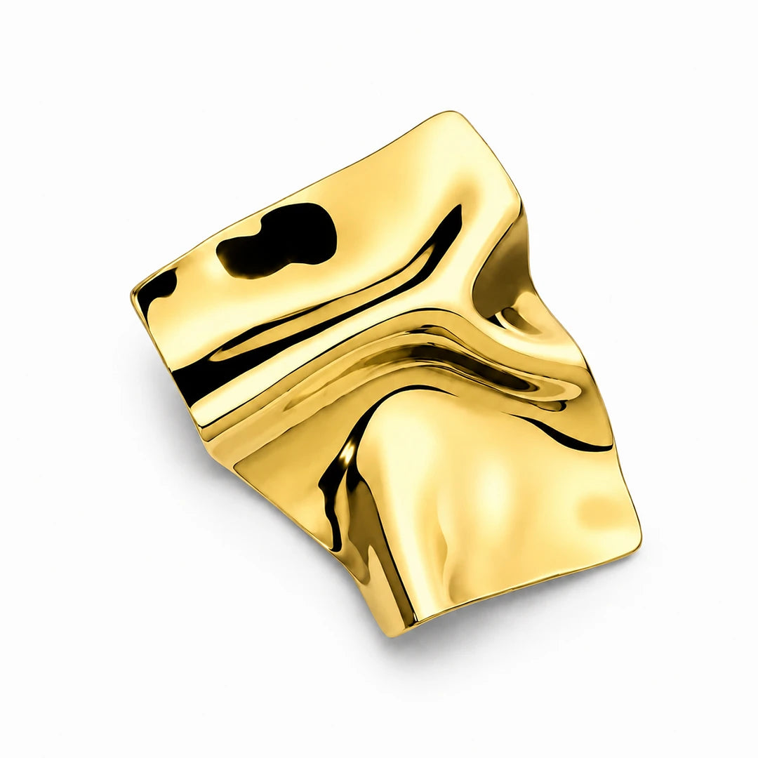 Zard Jewelry Gold Abstract Statement Brooch Sculptural Metal Pin