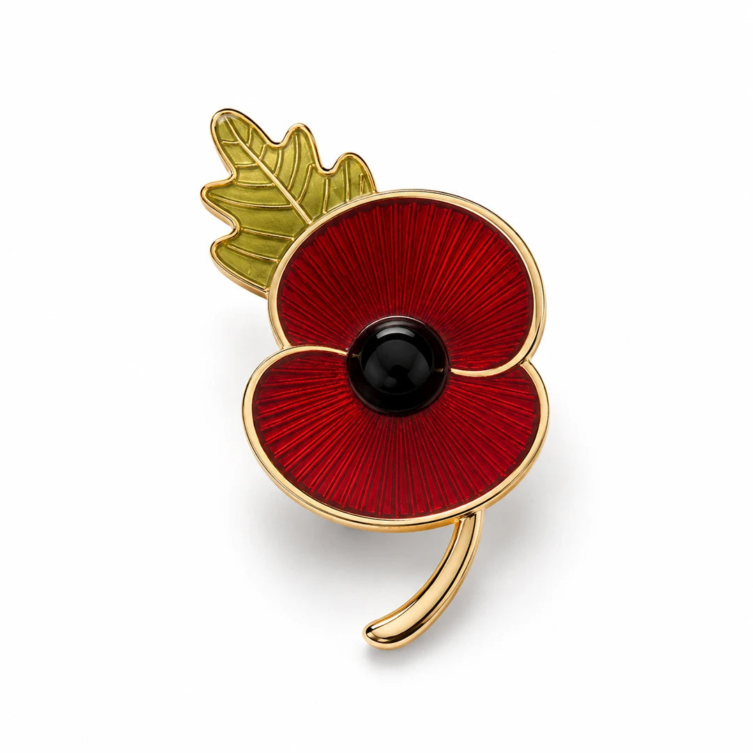 Zard Jewelry Red Enamel Poppy Flower Brooch Pin
