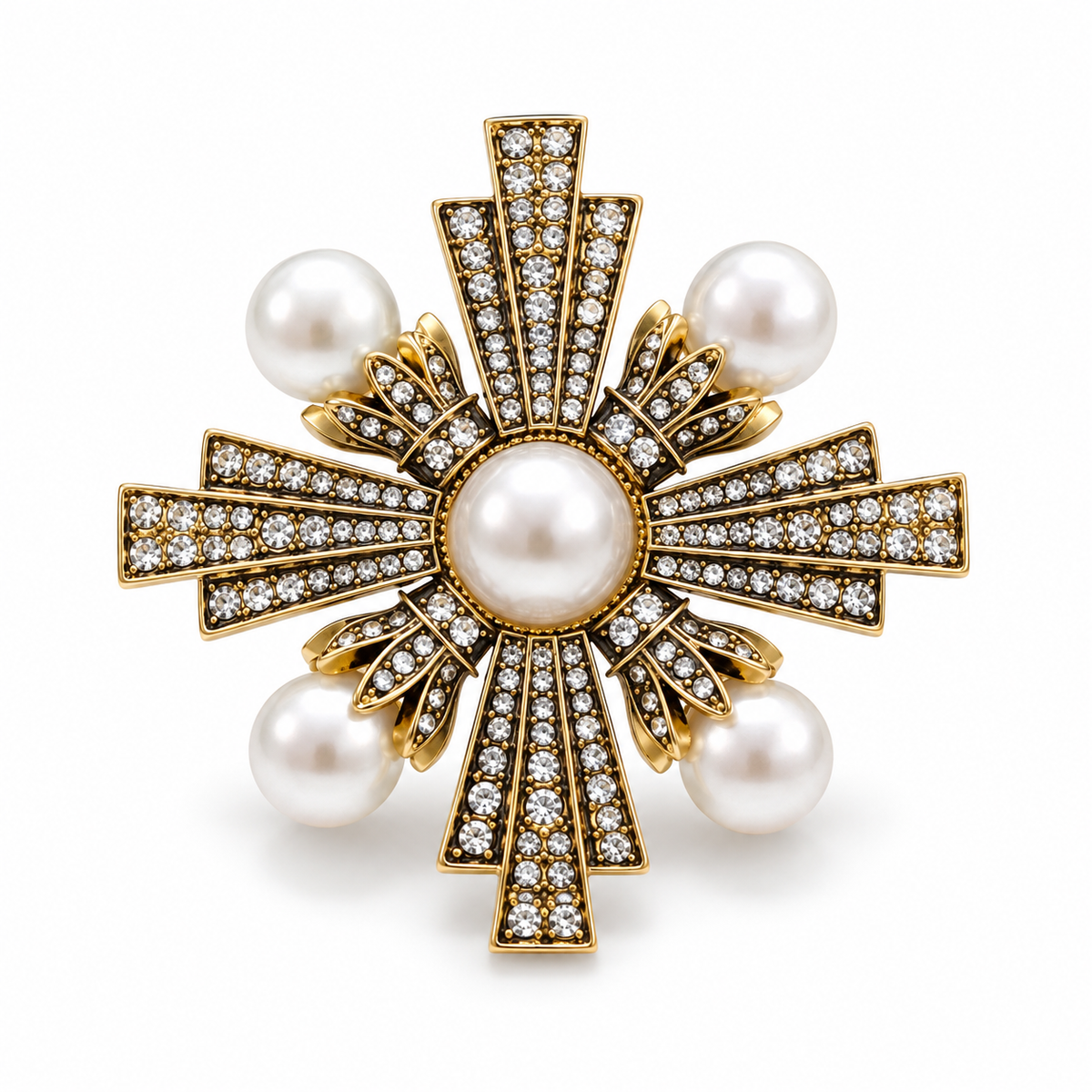 Zard Jewelry Vintage-Inspired Maltese Cross Brooch Statement Brooch