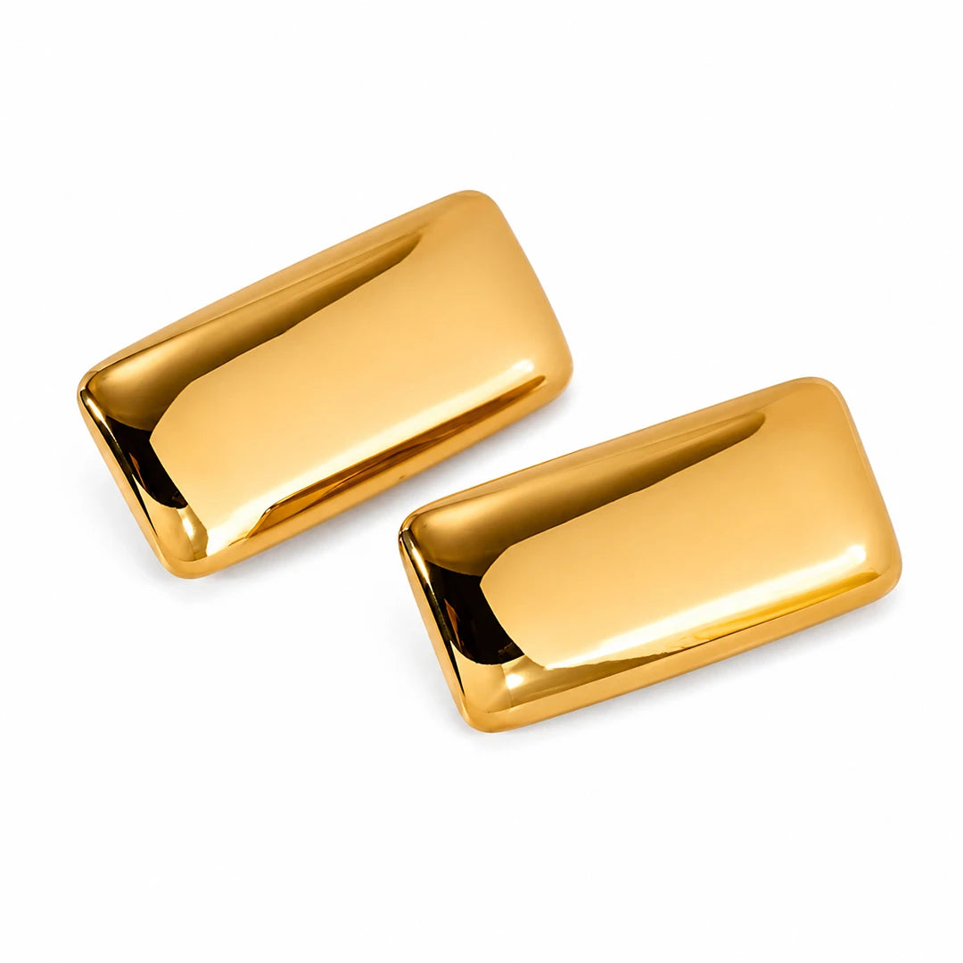 Bold Rectangular Earrings, gold