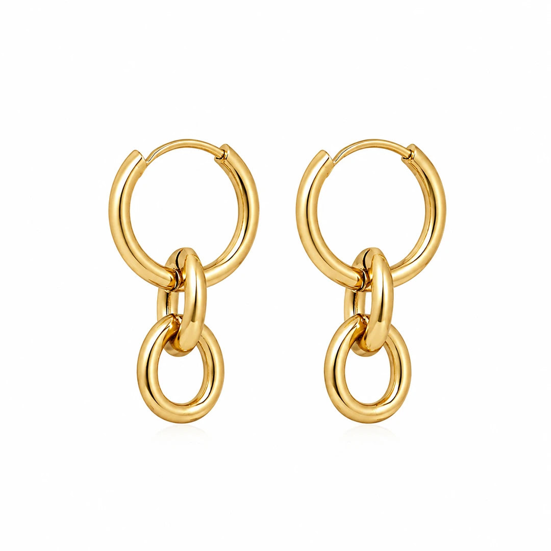 Zard Jewelry Convertible Link Huggie Hoop Earrings in 14K Gold