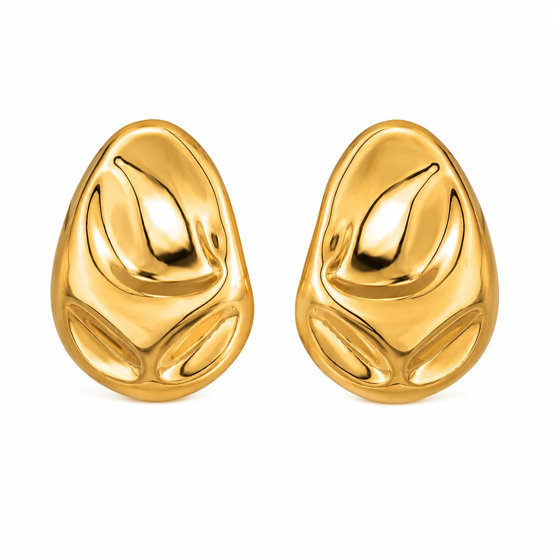 Hammered Statement Chunky Earrings In Gold and Silver, gold