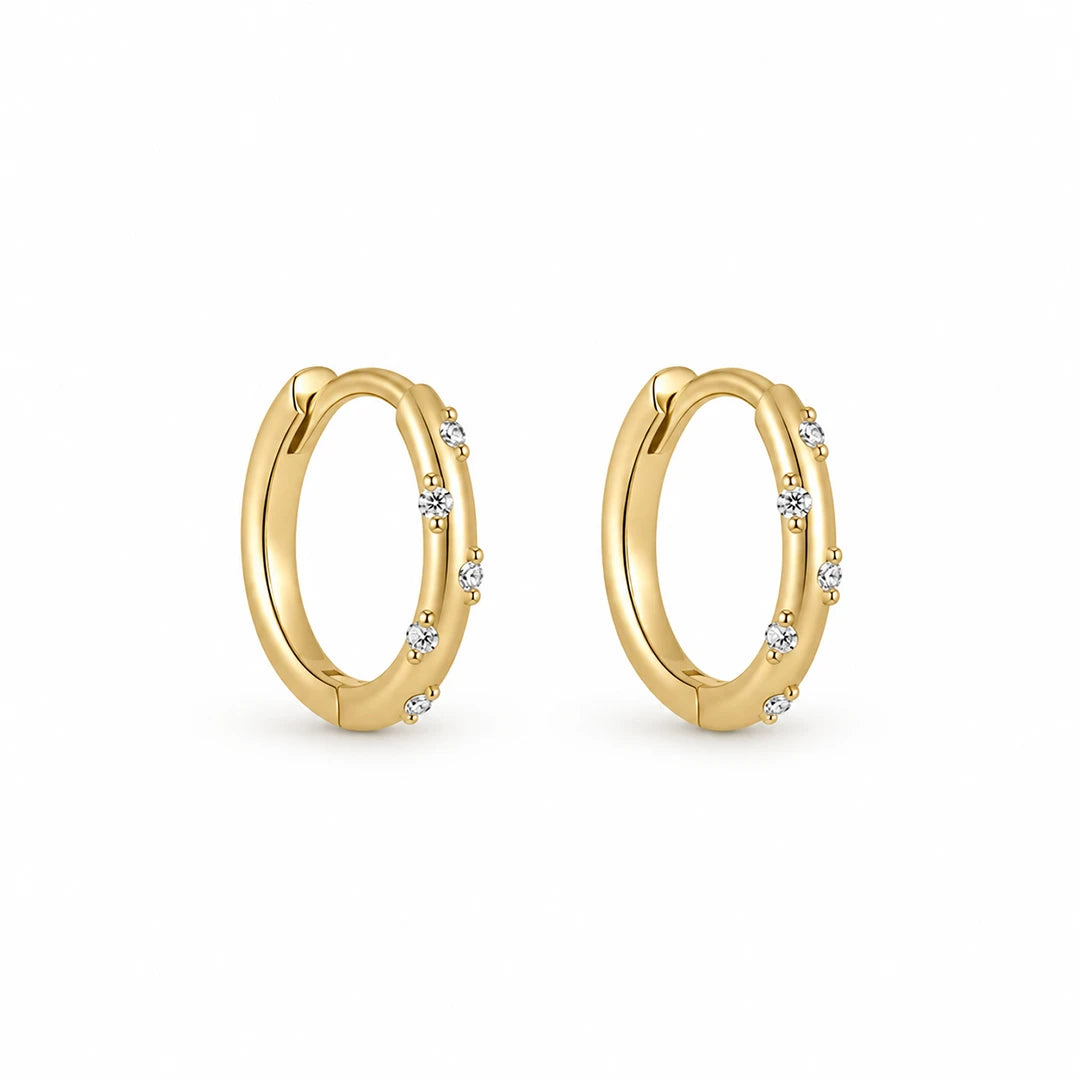 Zard Jewelry Mini Huggie Hoop Earrings in CZ Accents