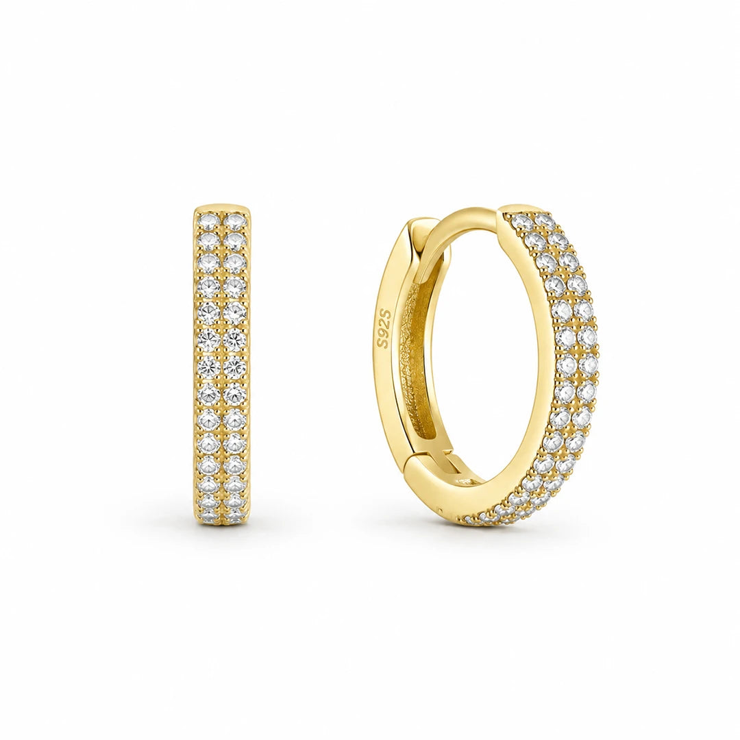 Zard Jewelry Mini Huggie Hoop Earrings in CZ Pave