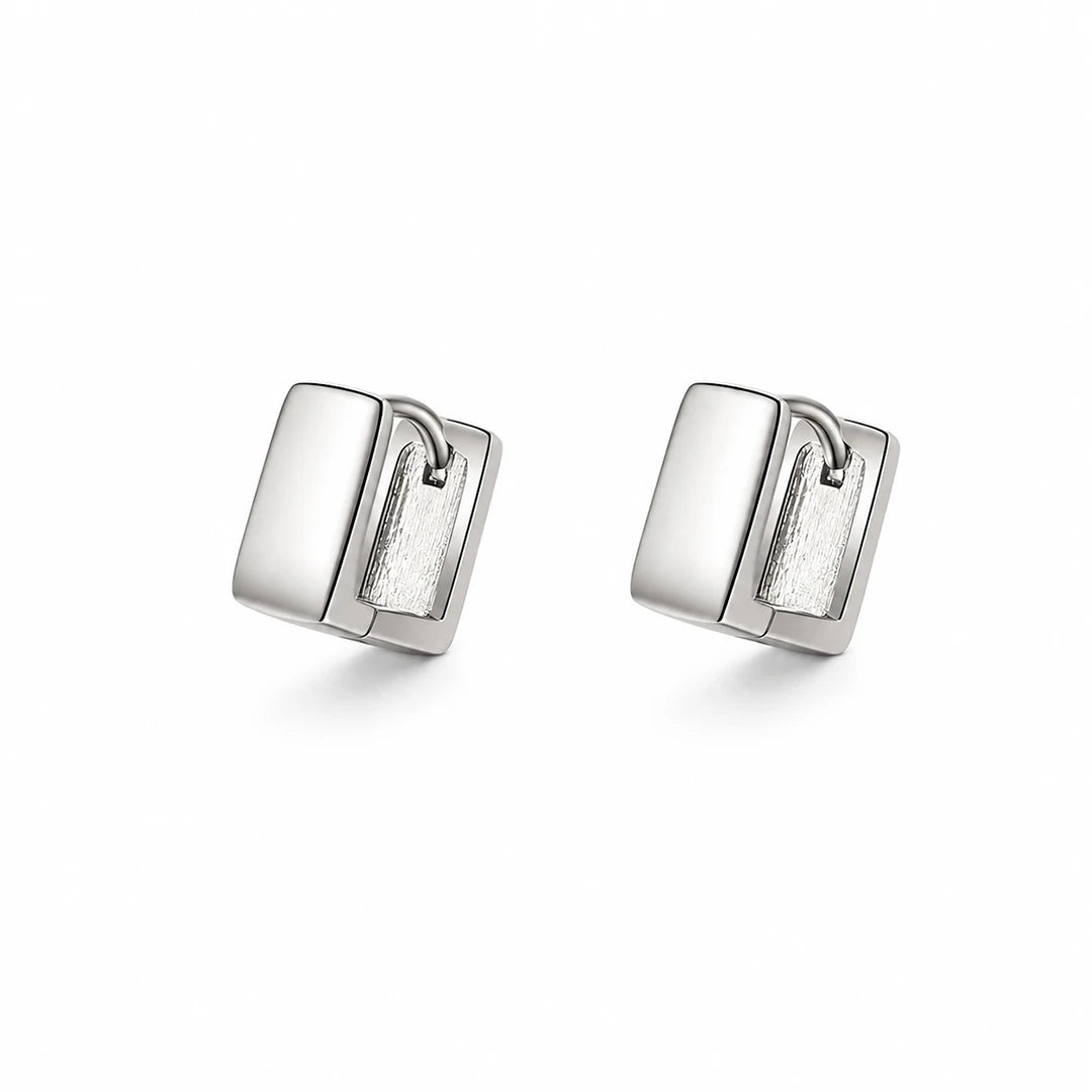 Zard Jewelry Square Huggie Hoop Earrings in 925 Sterling Silver Minimalist Earrings