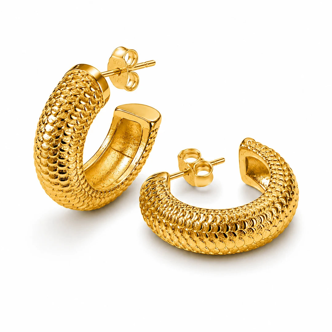 Zard Jewelry Textured Bold Hoop Earrings in Gold